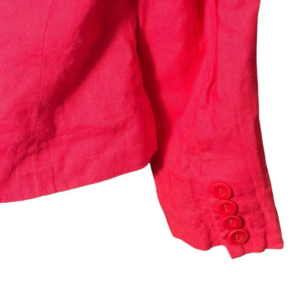 Vintage Talbots Women’s Irish Linen Blazer 10P Hot Pink Preppy Career Jacket - Picture 7 of 12